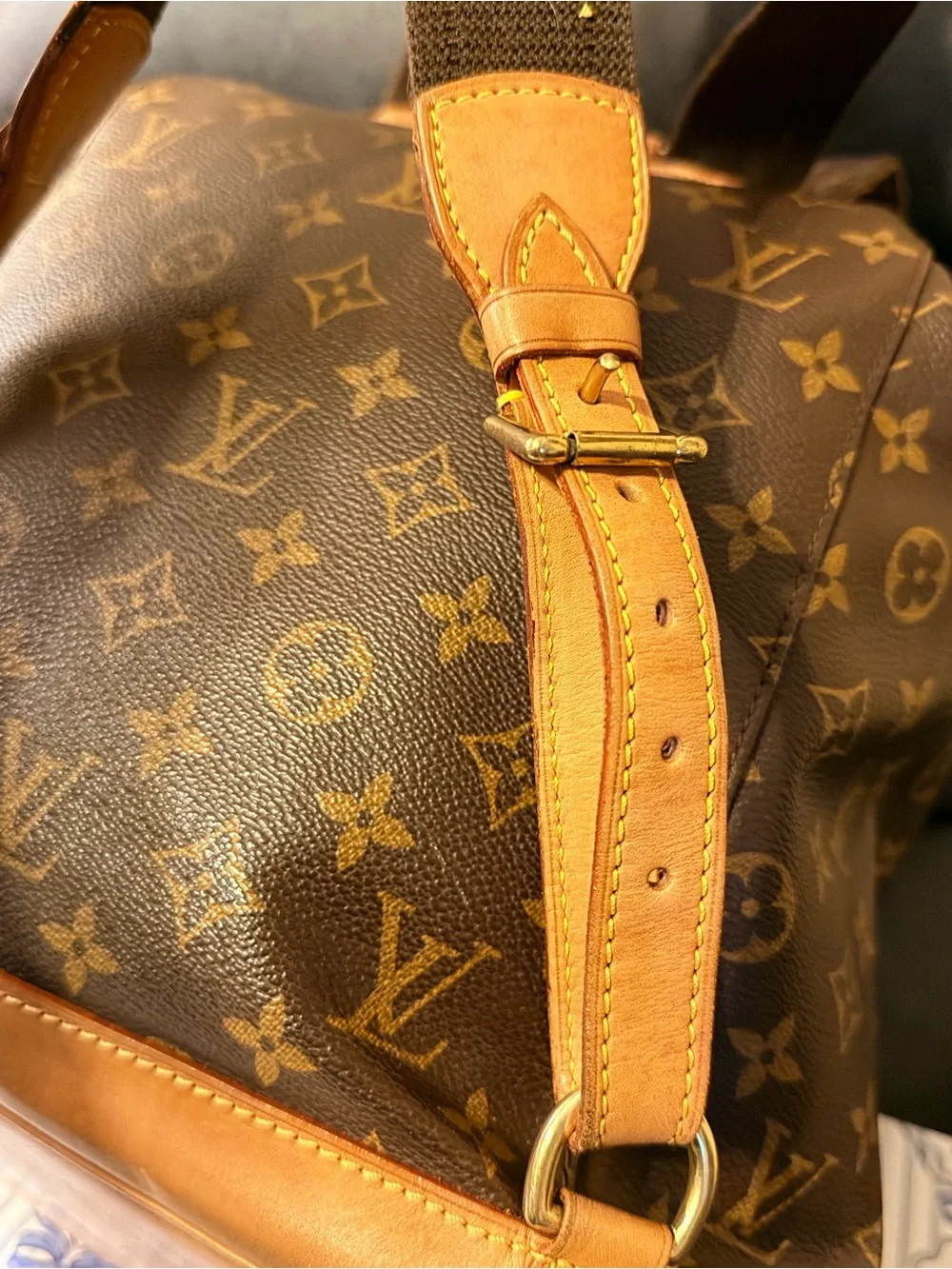Louis Vuitton GM Brown Monogram Canvas Backpack with Tan Trim - Picture 8 of 17